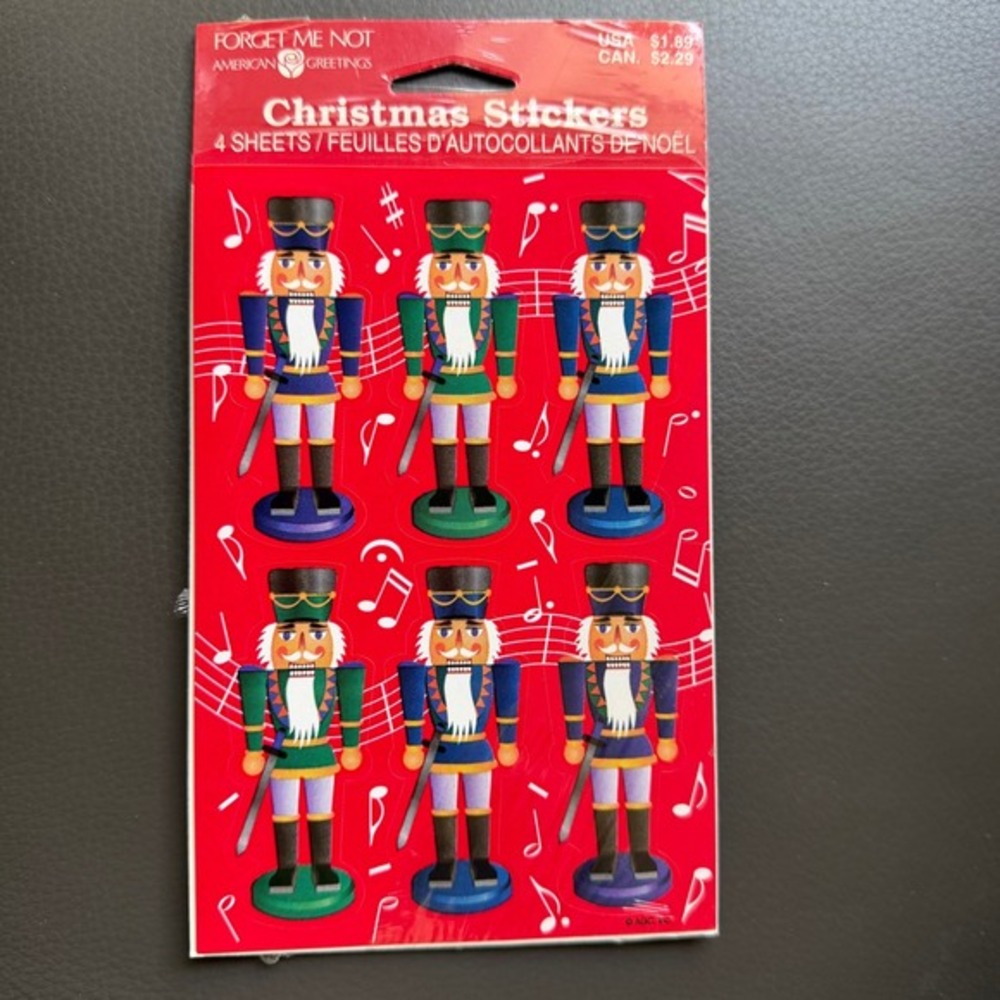 Vtg 90s American Greetings Forget Me Not Sticker Sheet Nutcracker Holiday Opened